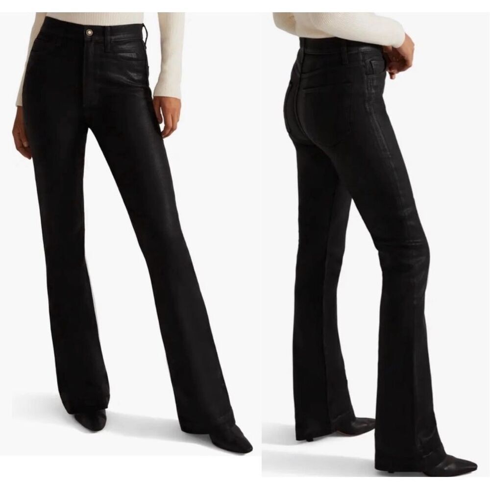 Favorite Daughter Valentina Coated Black Boot Cut Jeans in Obsidian 29